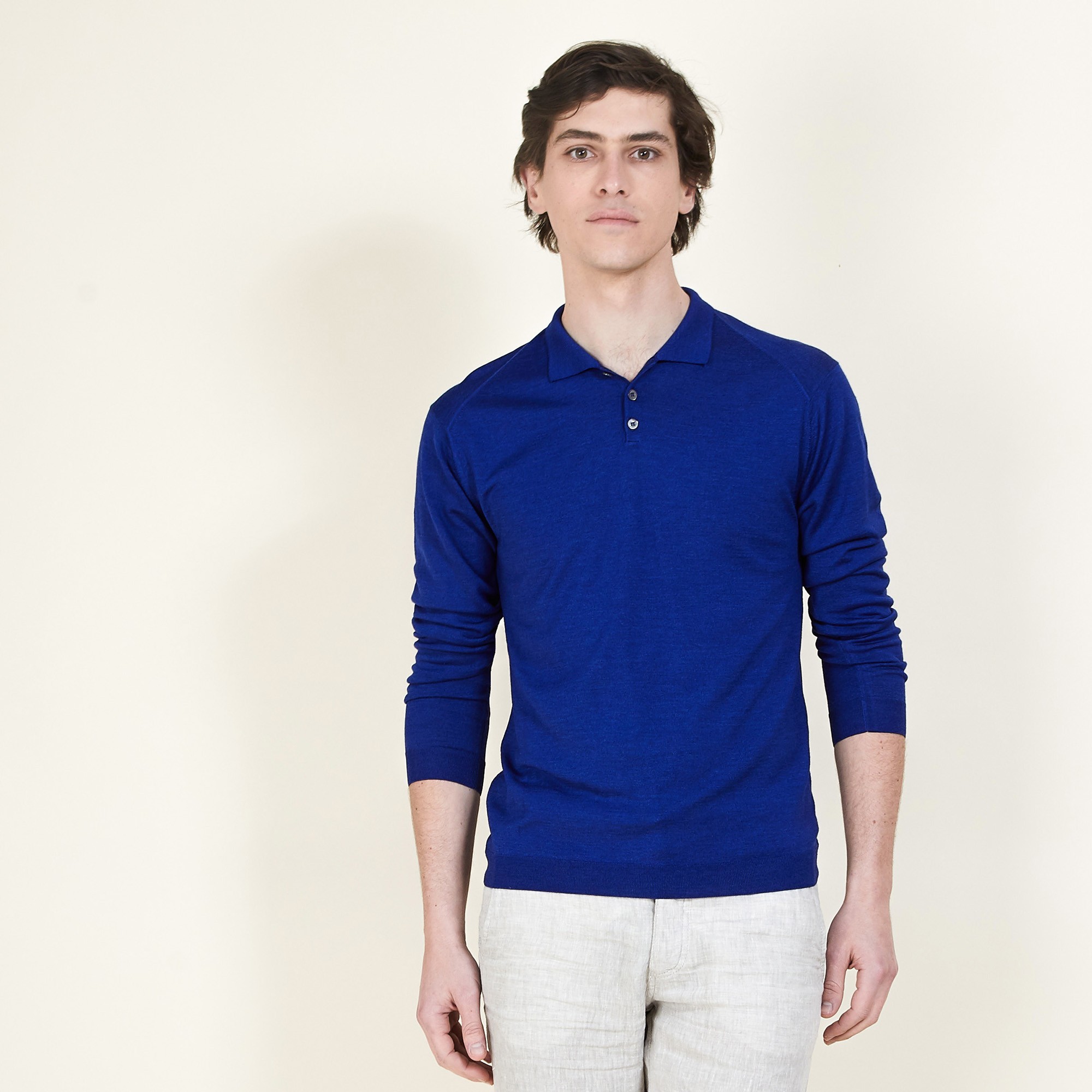 Pull col polo en laine et soie - Bartev 6841 ALTITUDE - 06 Bleu foncé