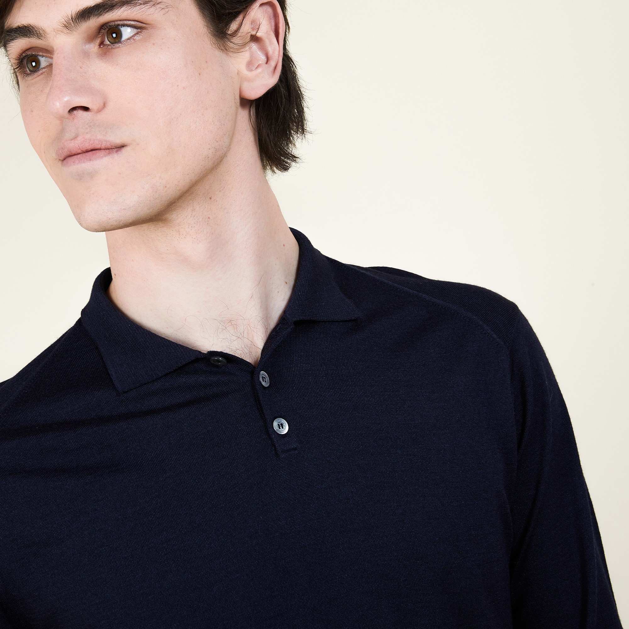 Pull col polo en laine et soie - Bartev 6840 MARINE - 05 Bleu marine