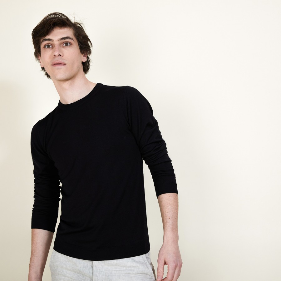 Wool and silk round neck sweater - Barsam