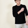 Pull col rond en laine et soie - Barsam 6810 noir - 01 Noir