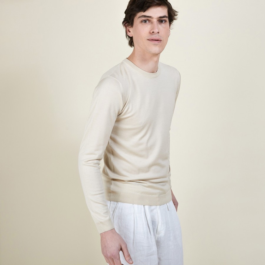 Wool and silk round neck sweater - Barsam