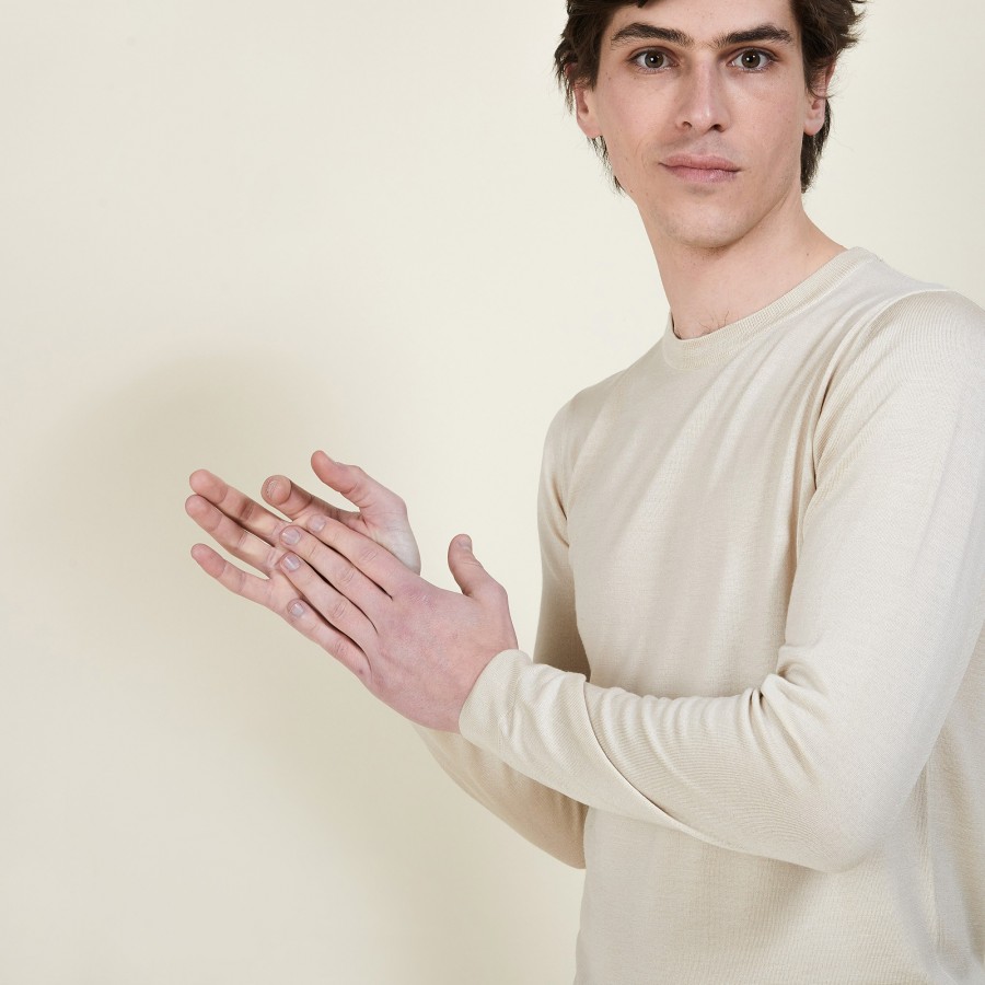 BARSAM PULL COL ROND LAINE ET SOIE