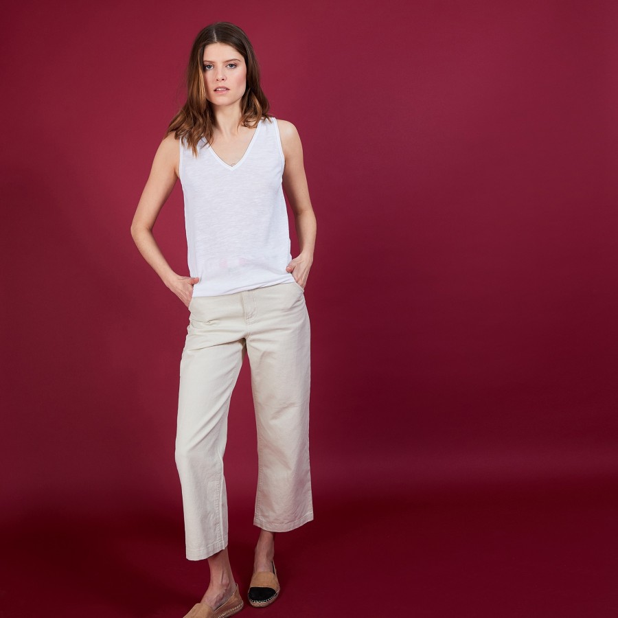 Flamed linen tank top - Boréal