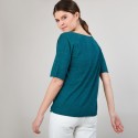T-shirt en lin manches coudes - Bonbon 6850 meleze - 21 Vert foncé