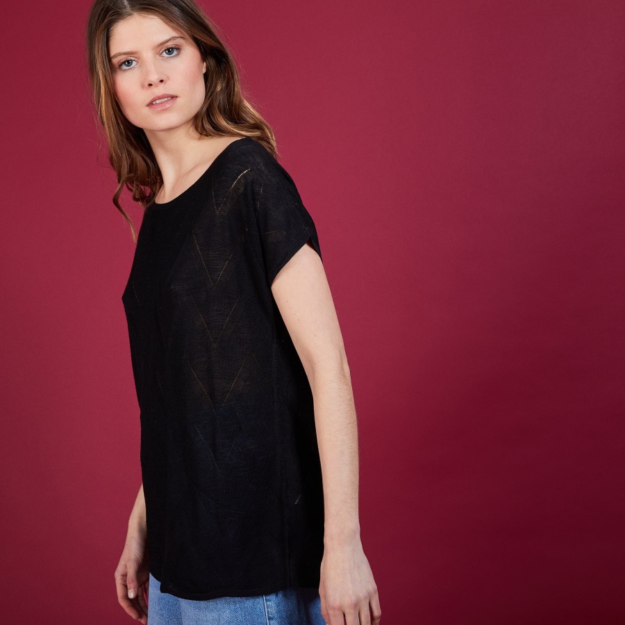 Long flamed linen T-shirt - Colinna