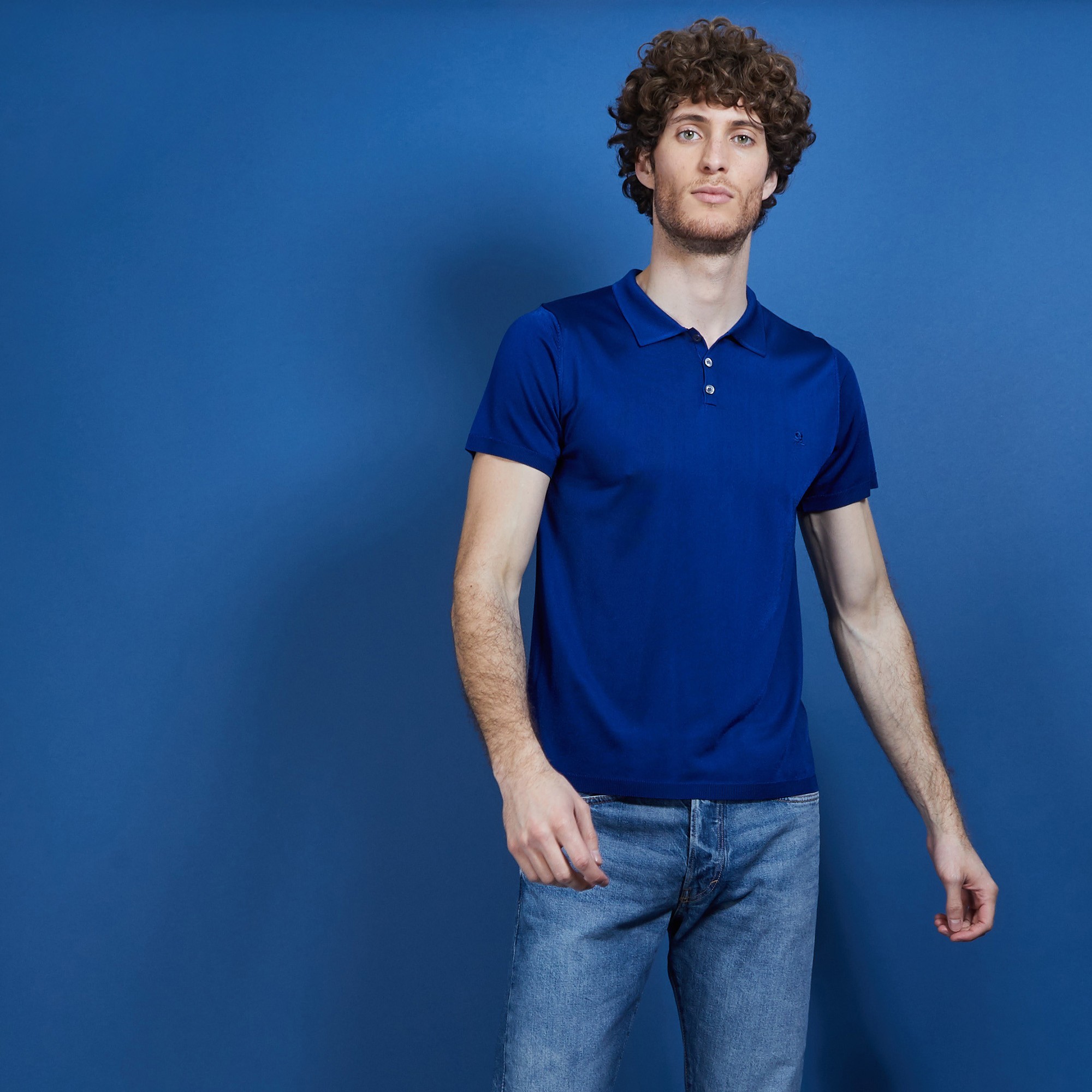 Polo manches courtes en Fil Lumière - Babar 6841 altitude - 48 Bleu roi