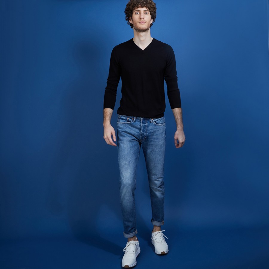 Suéter de lã merino com decote em V - Elmo