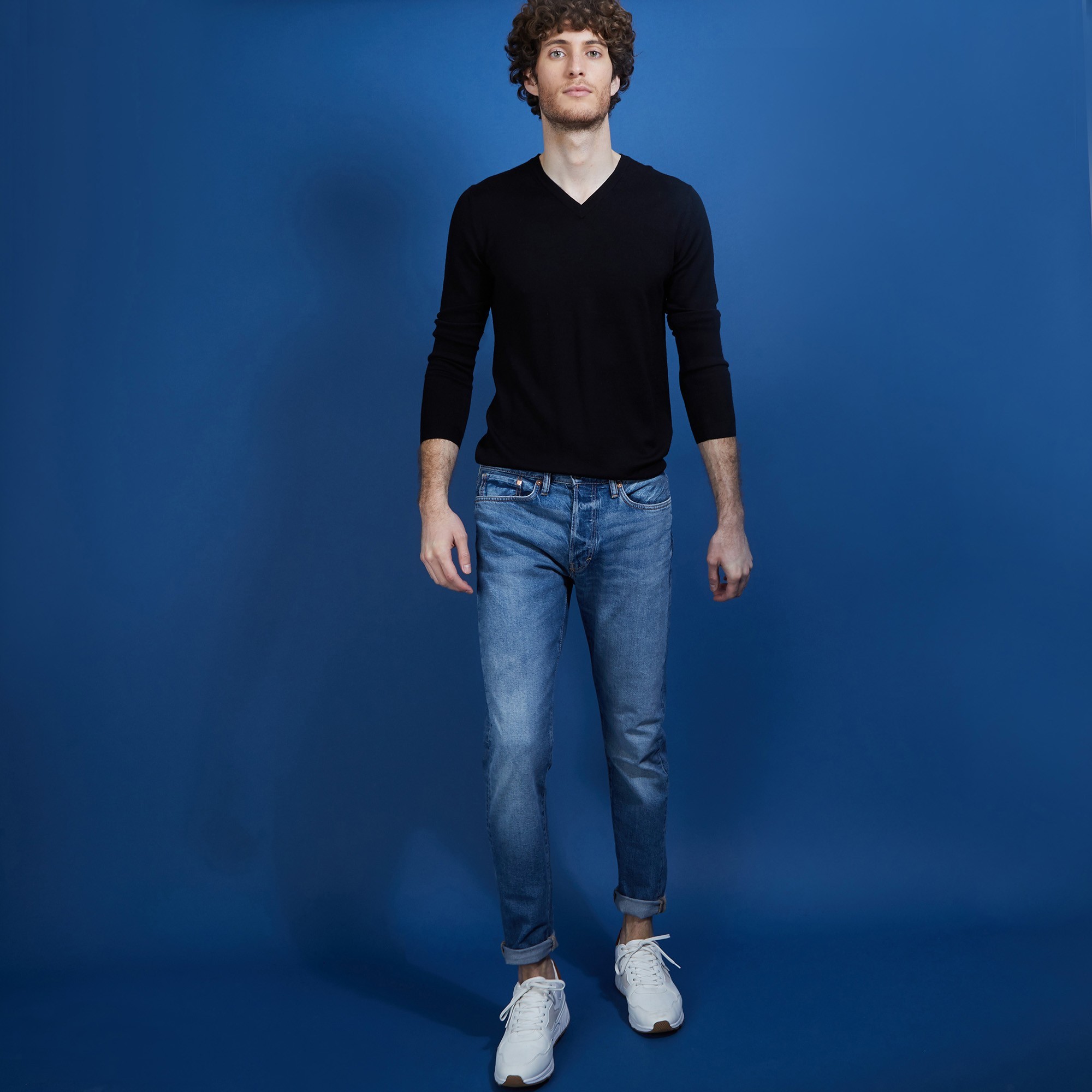 Pull col V en 100% laine mérinos - Badyss 6810 noir - 01 Noir