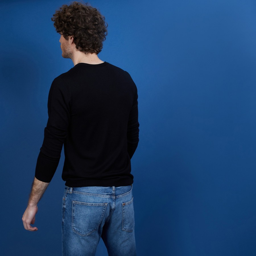 Suéter de lã merino com decote em V - Elmo