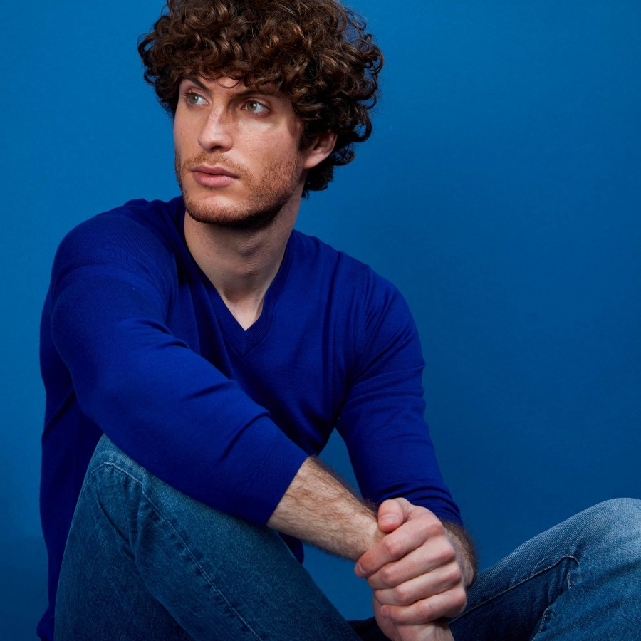 Suéter de lã merino com decote em V - Elmo