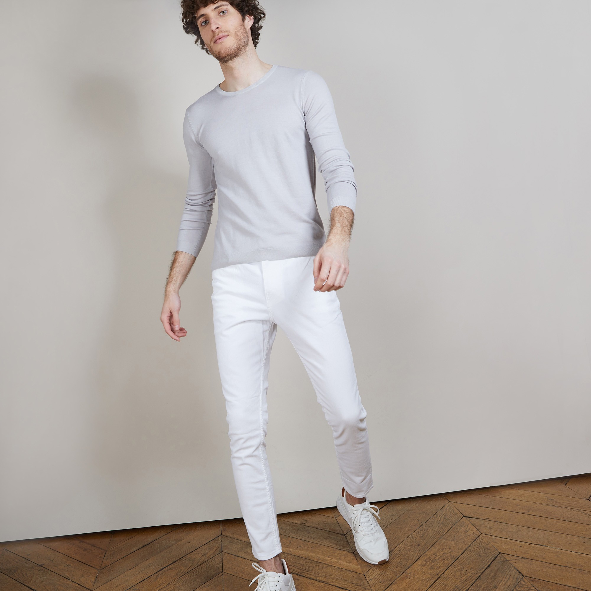 Pull col rond en 100% laine mérinos - Bardem 6811 gris clair - 11 Gris clair