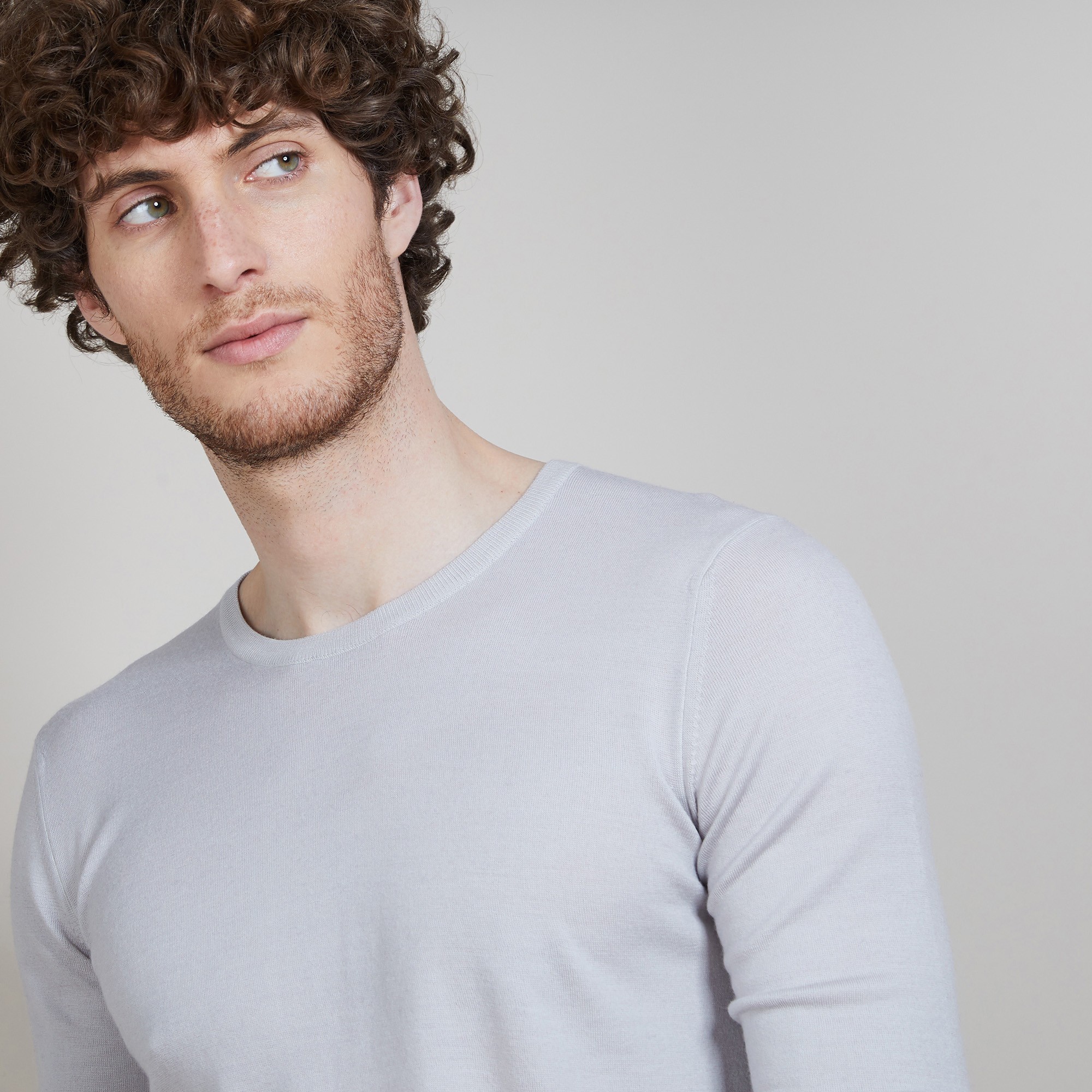 Pull col rond en 100% laine mérinos - Bardem 6811 gris clair - 11 Gris clair