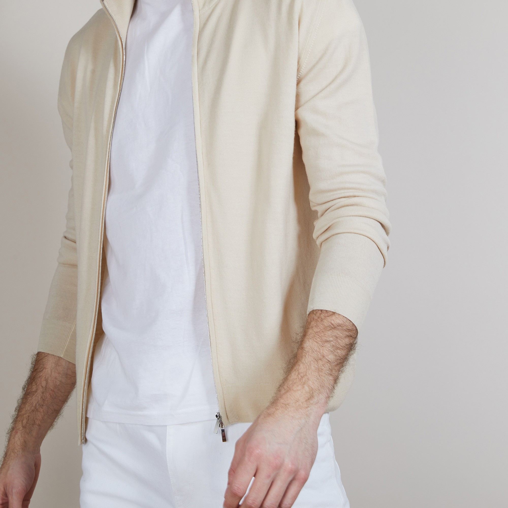 Gilet zippé en 100% laine mérinos - Bastian 6801 beige - 12 Beige clair