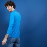 Pull col polo en 100% laine mérinos - Beni 6843 azur - 06 Bleu moyen