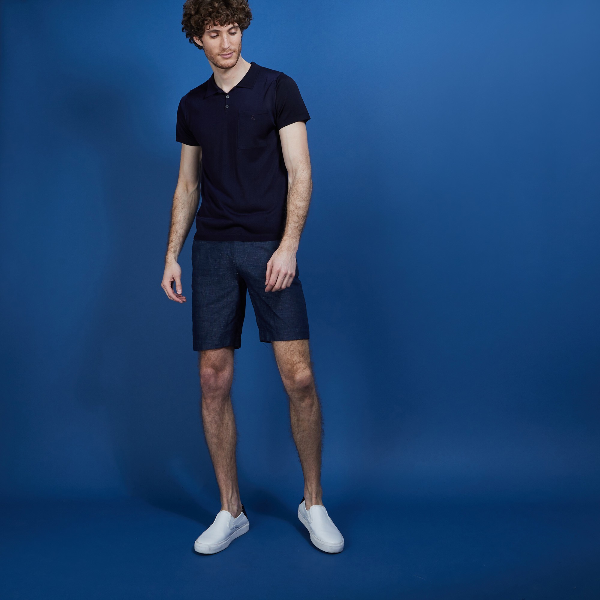 Polo en Fil Lumière poche avant - Blaze 6840 marine - 05 Bleu marine