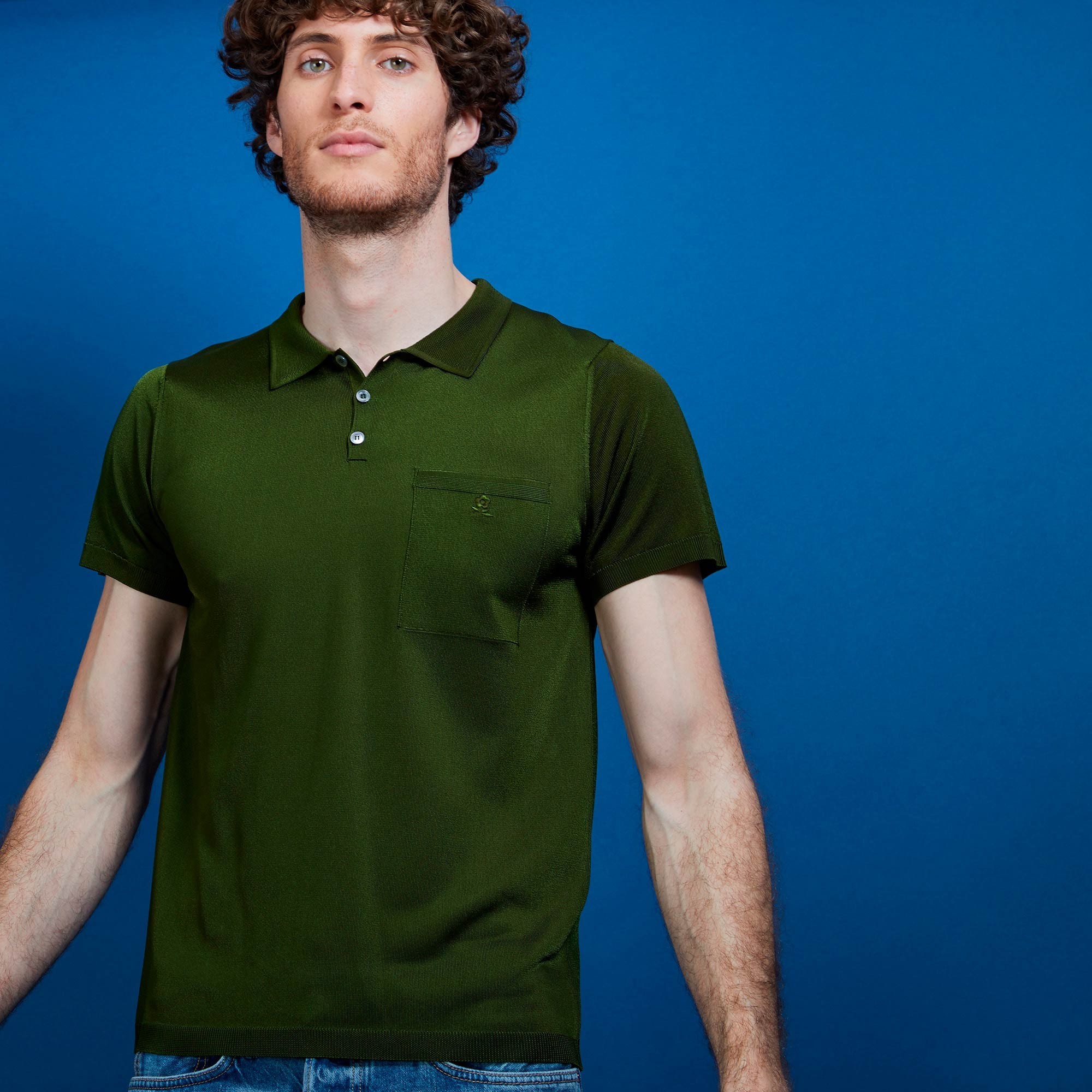 Polo en Fil Lumière poche avant - Blaze 6851 maquis - 83 Kaki