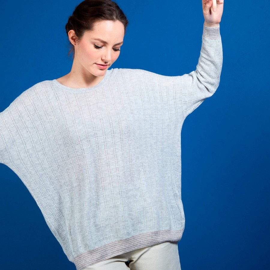 Linen cashmere round neck sweater - Amber