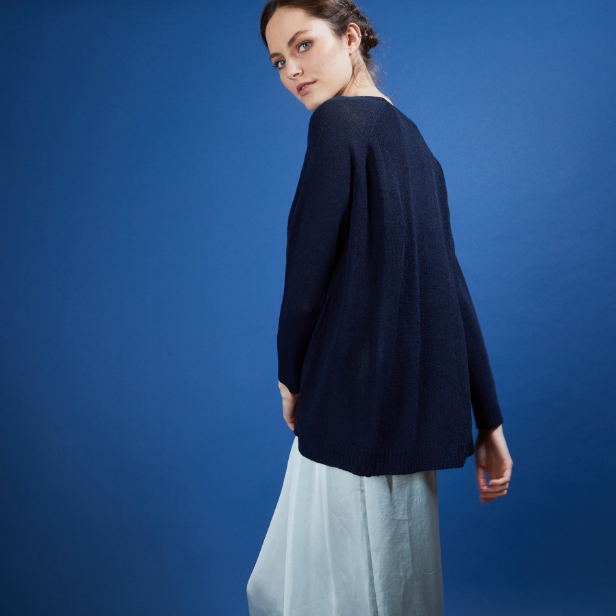 Suéter de crepe de viscose com gola redonda - Babouche