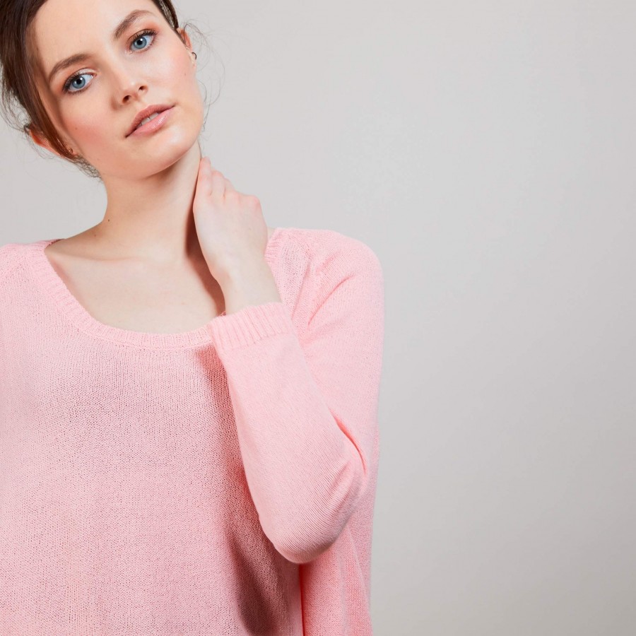 Round neck viscose crepe sweater - Babouche