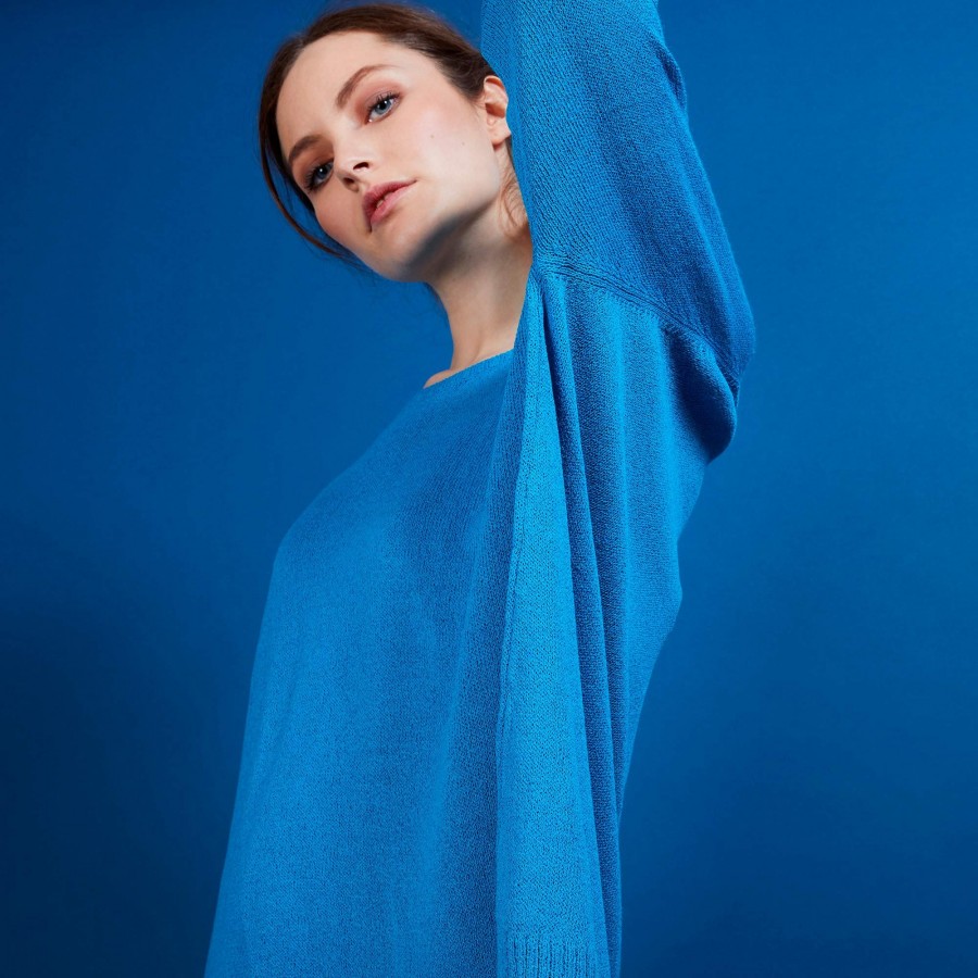 Round neck viscose crepe sweater - Babouche