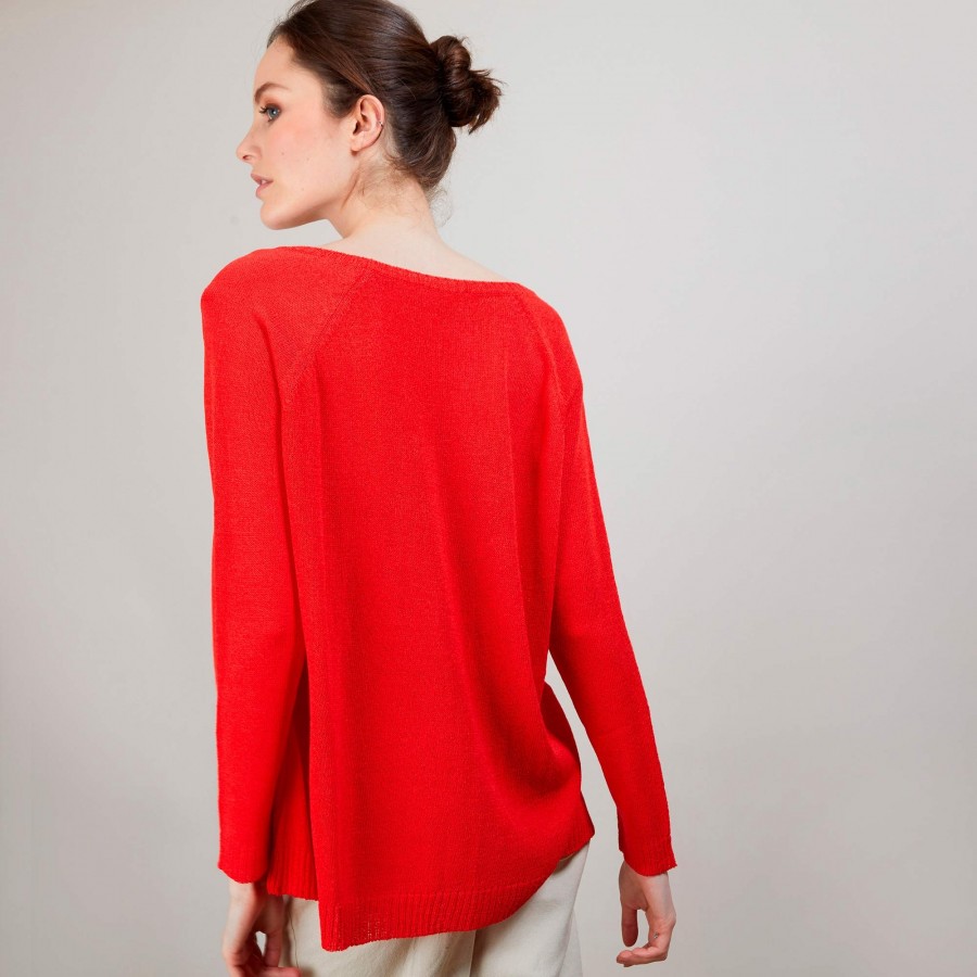 Round neck viscose crepe sweater - Babouche