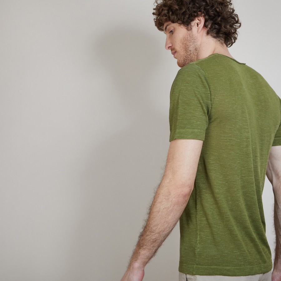 Camiseta gola redonda em linho flamejado - Renaud