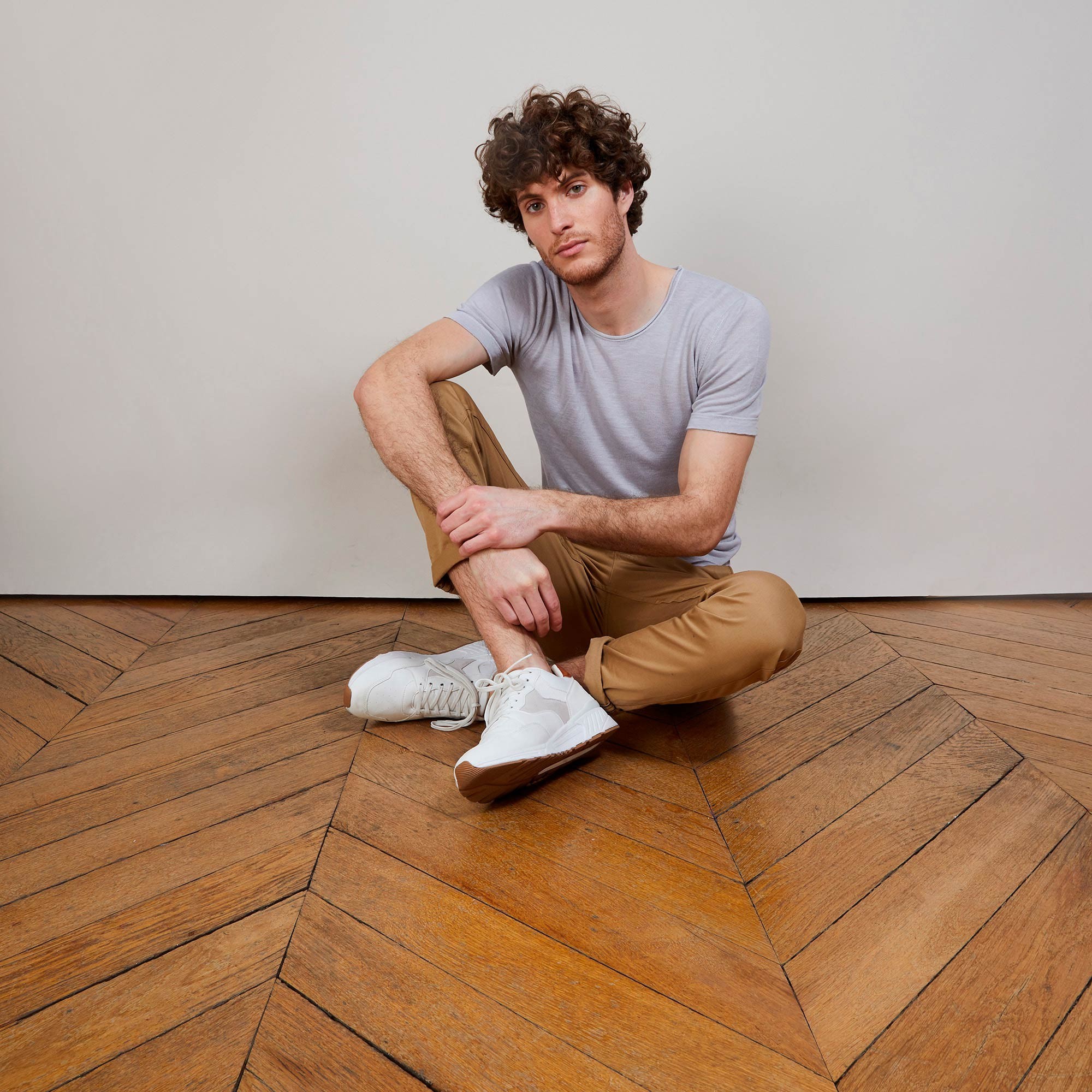 T-shirt col rond en lin flammé - Boséa 6811 gris clair - 11 Gris clair