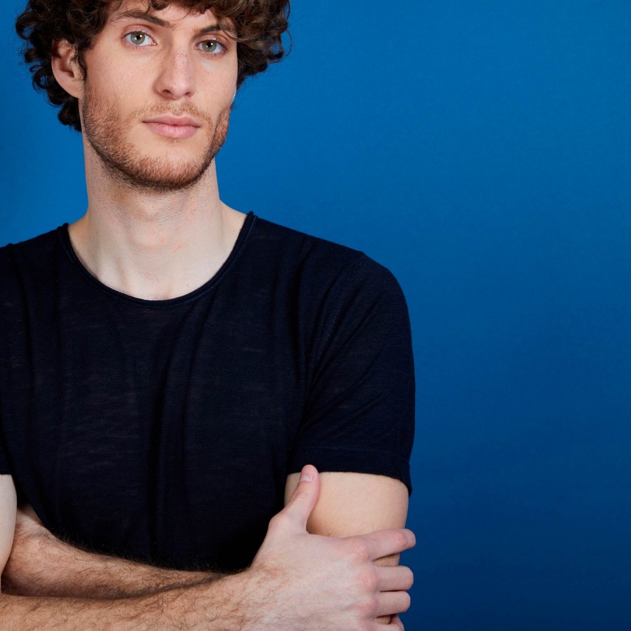 Flamed linen round neck T-shirt - Renaud