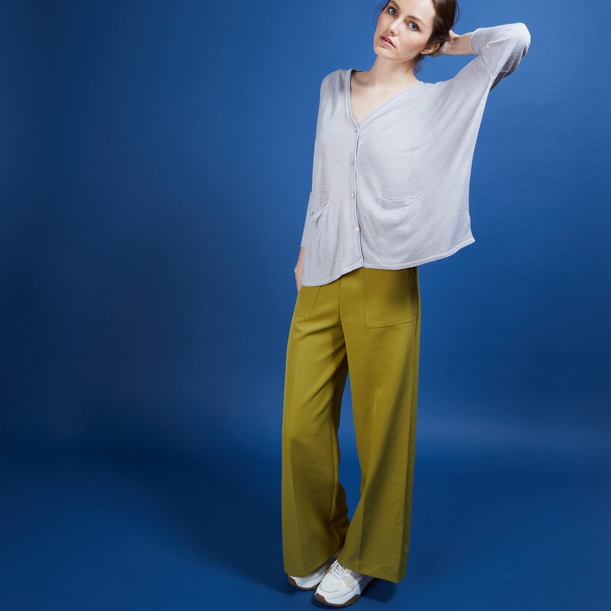 Long gilet en lin - Ballon 6811 GRIS CLAIR 11 GRIS CLAIR