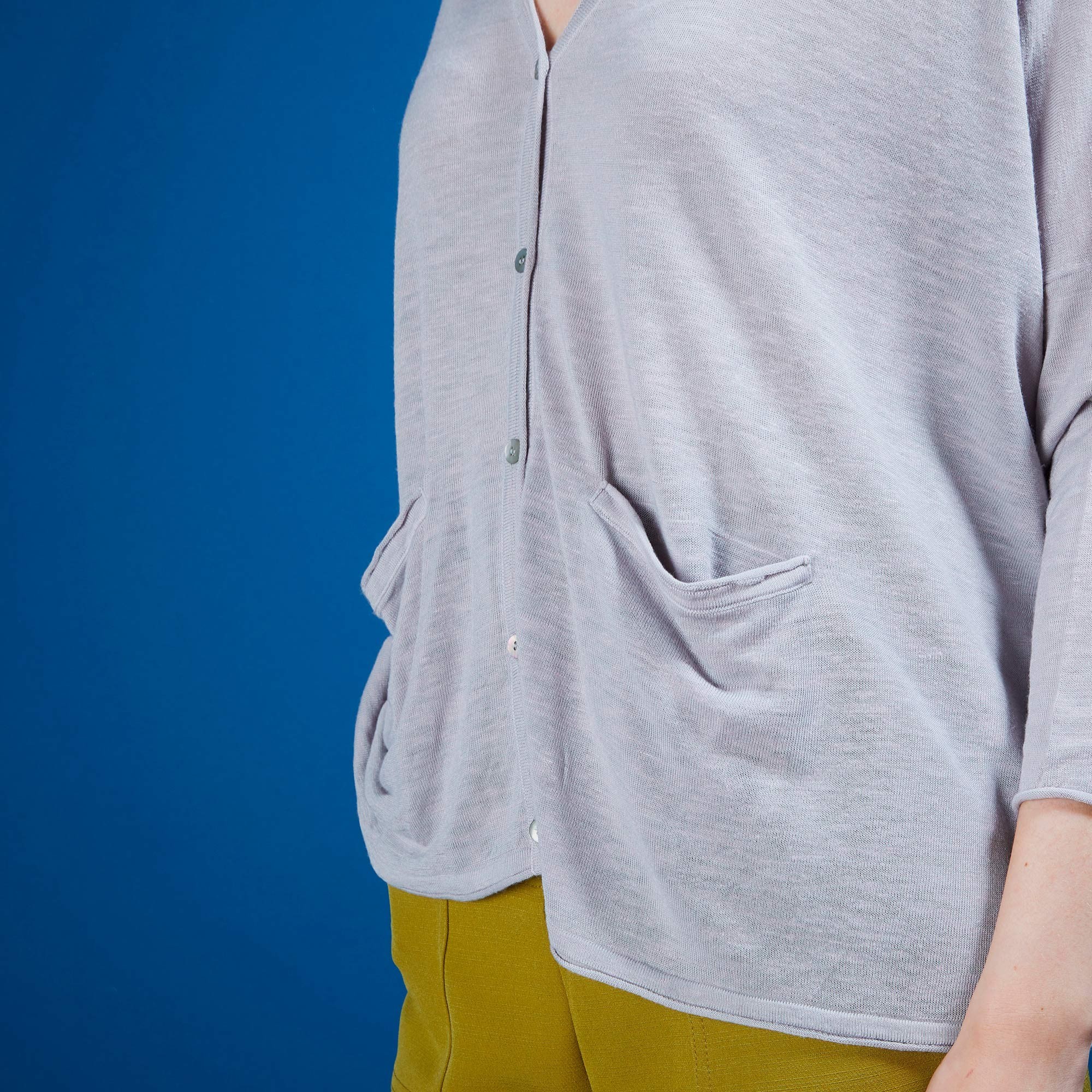 Long gilet en lin - Ballon 6811 GRIS CLAIR 11 GRIS CLAIR