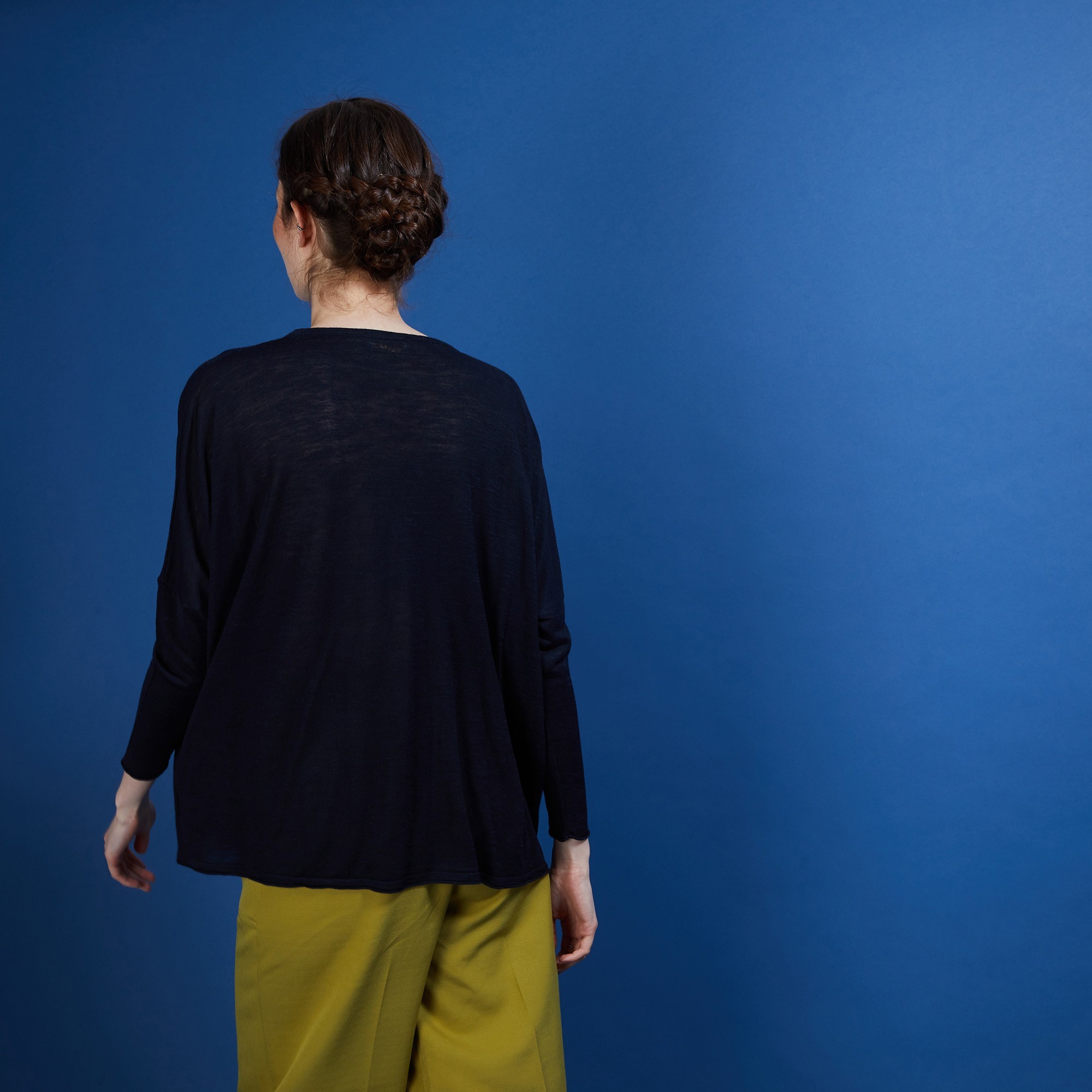 Long gilet en lin - Ballon 6840 MARINE 05 MARINE