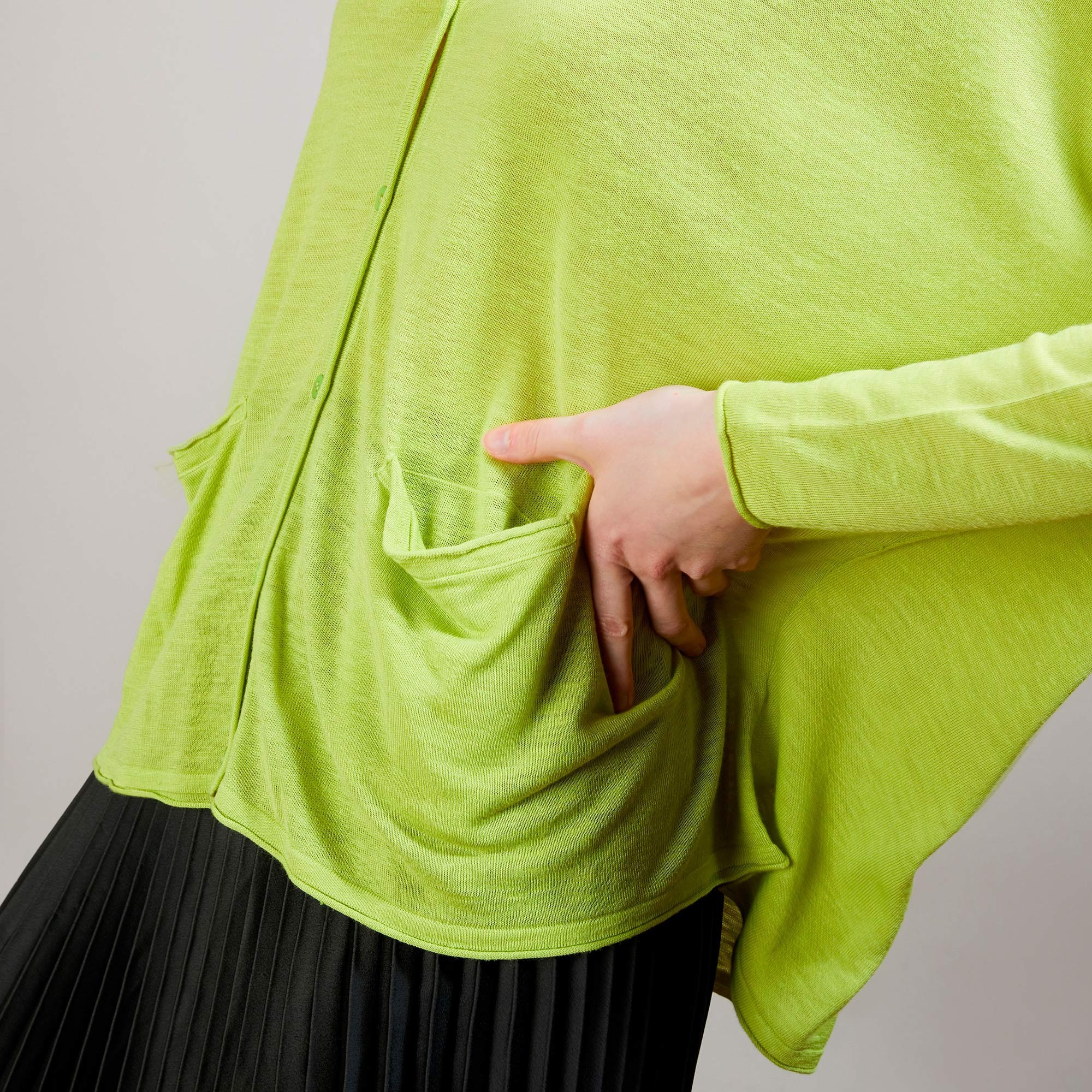 Long gilet en lin - Ballon 6852 POLLEN  90 VERT ANIS 