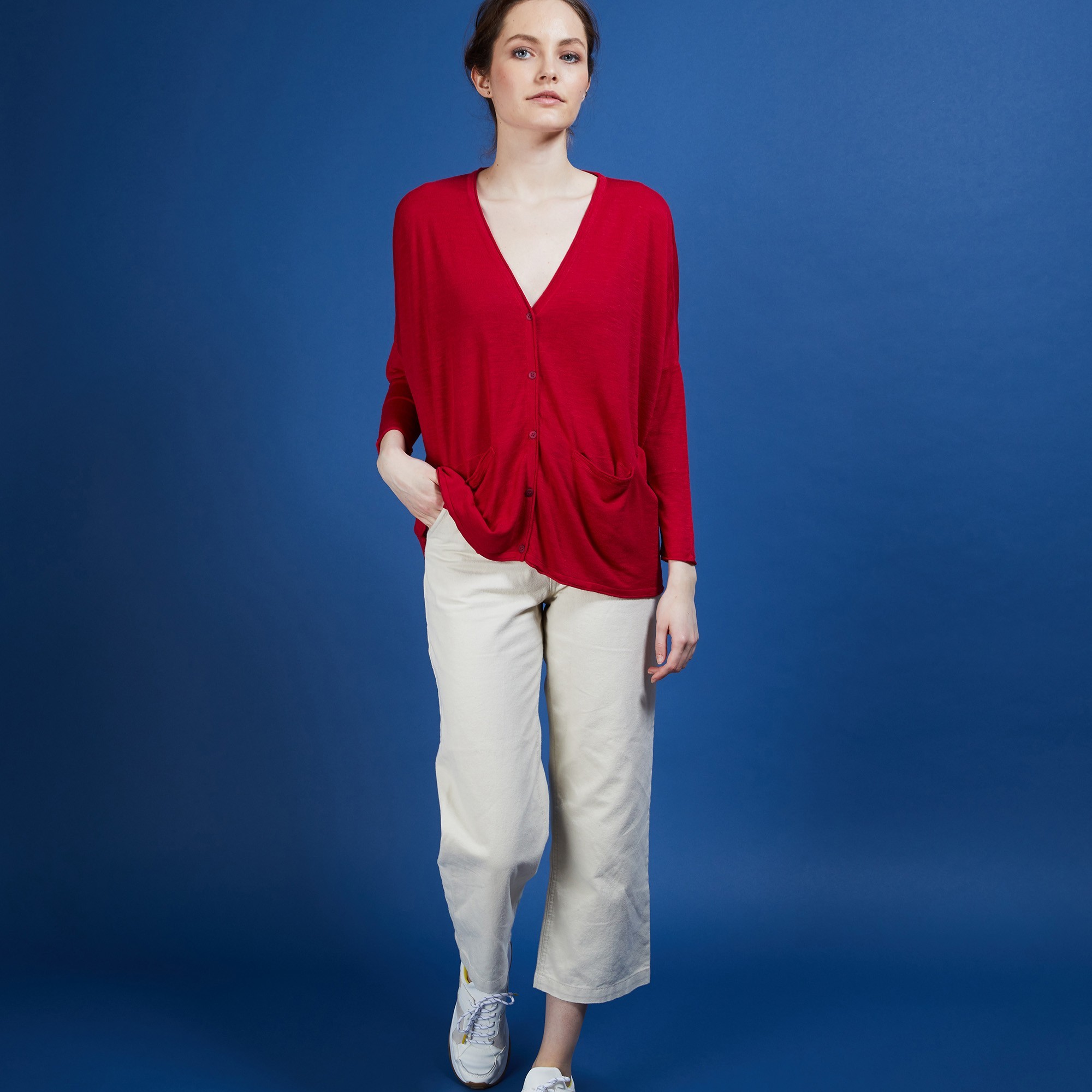 Long gilet en lin - Ballon 6881 GRENADE 51 BORDEAUX 