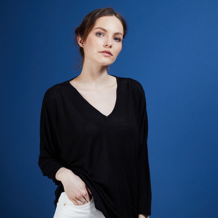 Camiseta folgada de linho com estampa slub - Balou