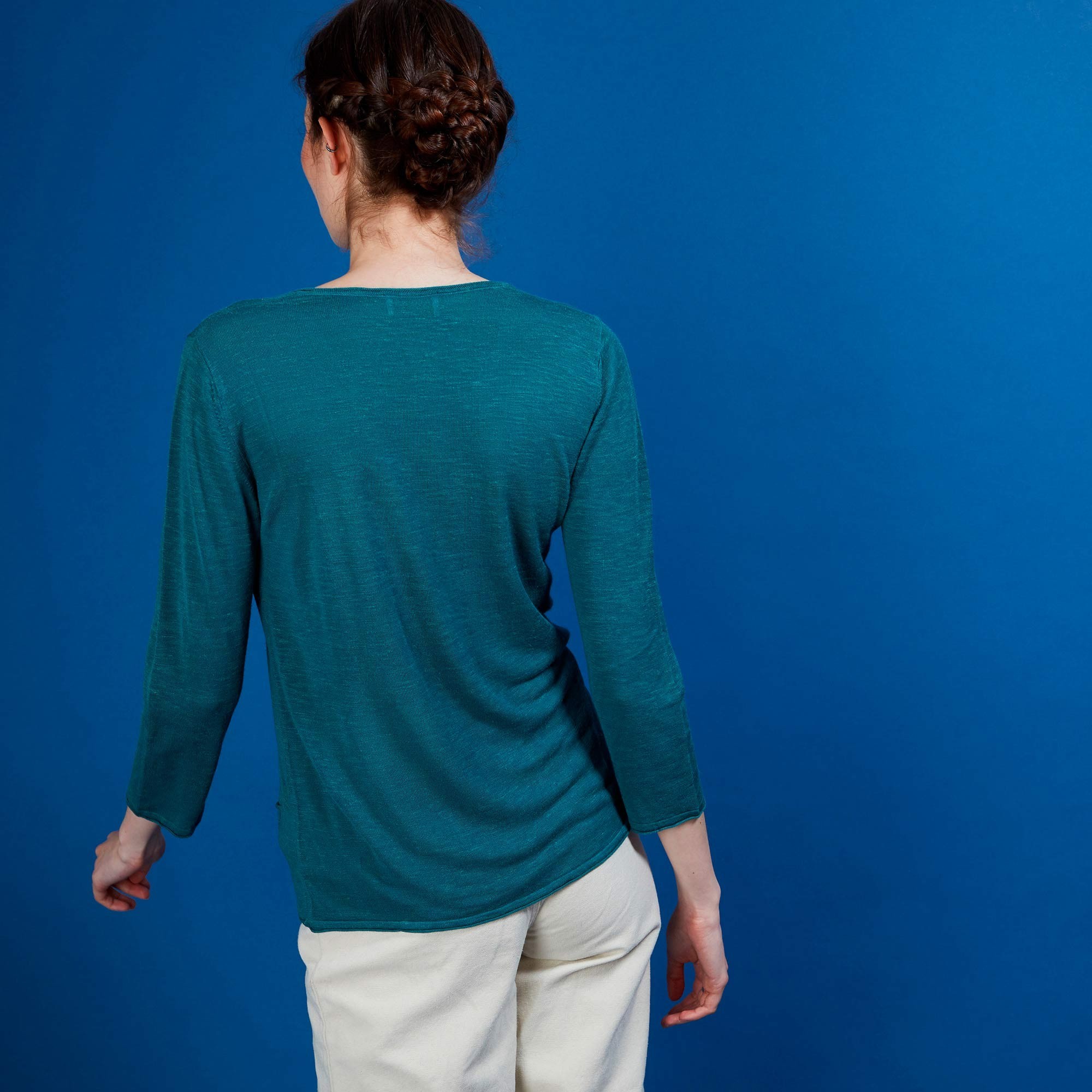 GILET LIN FLAMME BAO  6850 MELEZE - 21 VERT FONCE