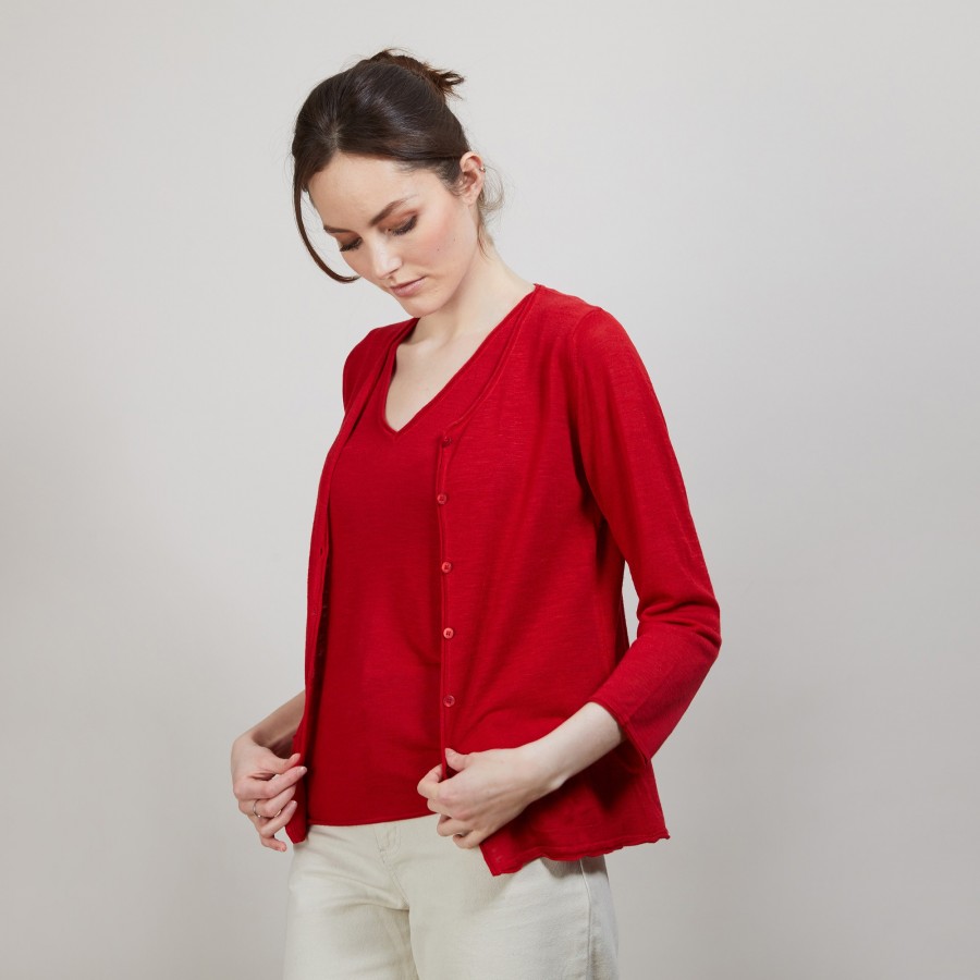 Cardigan de linho com slub - Bao