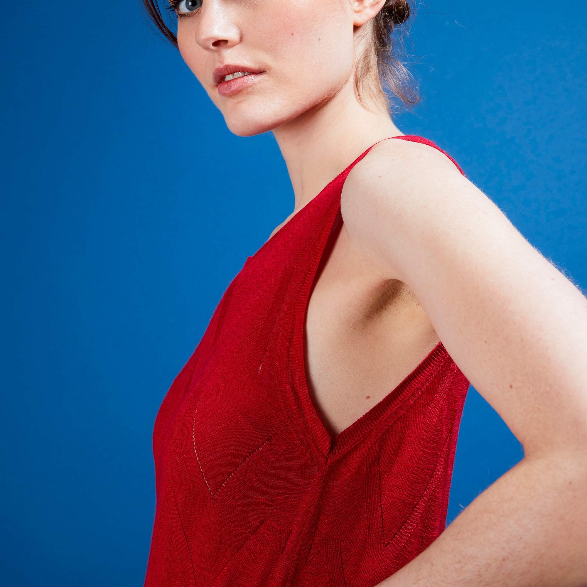 Longue robe en lin flammé - Come 6881 grenade - 51 Bordeaux