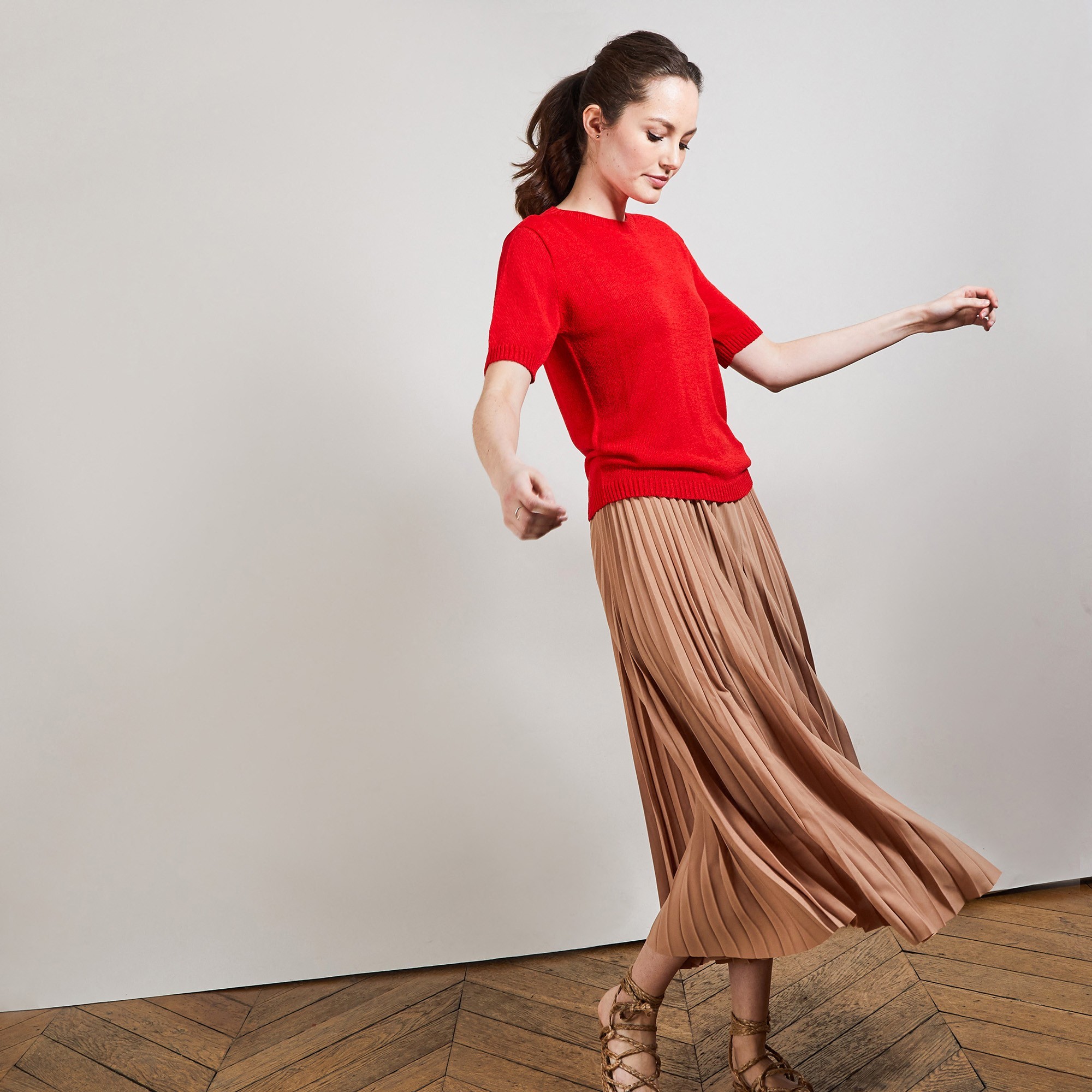 T-shirt manches coudes - Bapteme 6880 PAVOT- 52  ROUGE