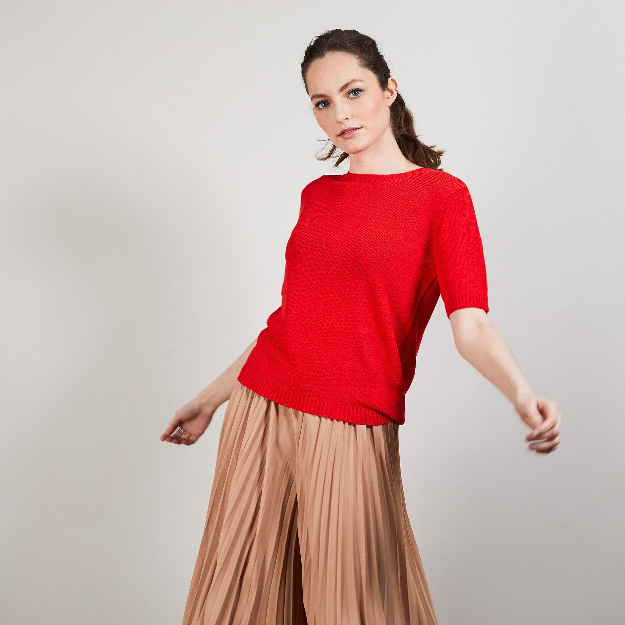 T-shirt manches coudes - Bapteme 6880 PAVOT- 52  ROUGE