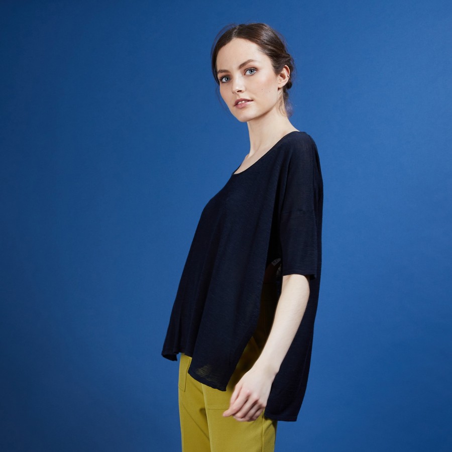 Oversized flamed linen T-shirt - Batalya