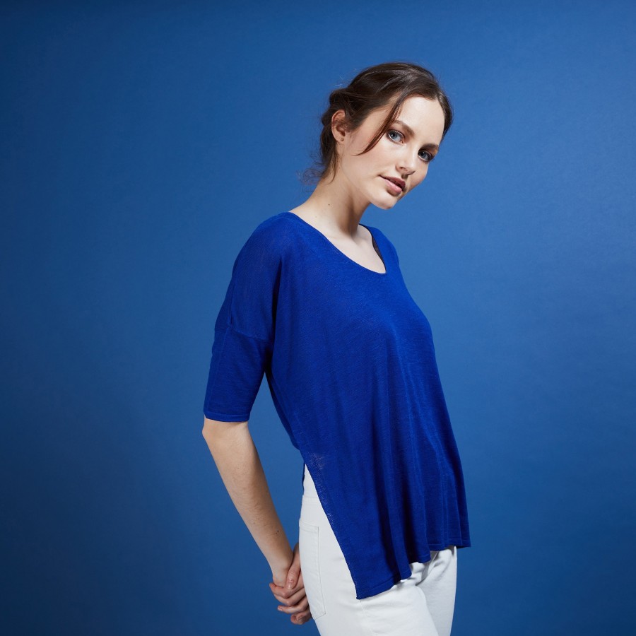 Camiseta oversized de linho com babados - Batalya