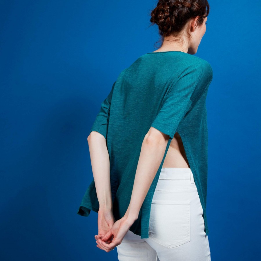 Camiseta oversized de linho com babados - Batalya