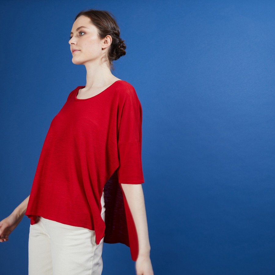 Camiseta oversized de linho com babados - Batalya