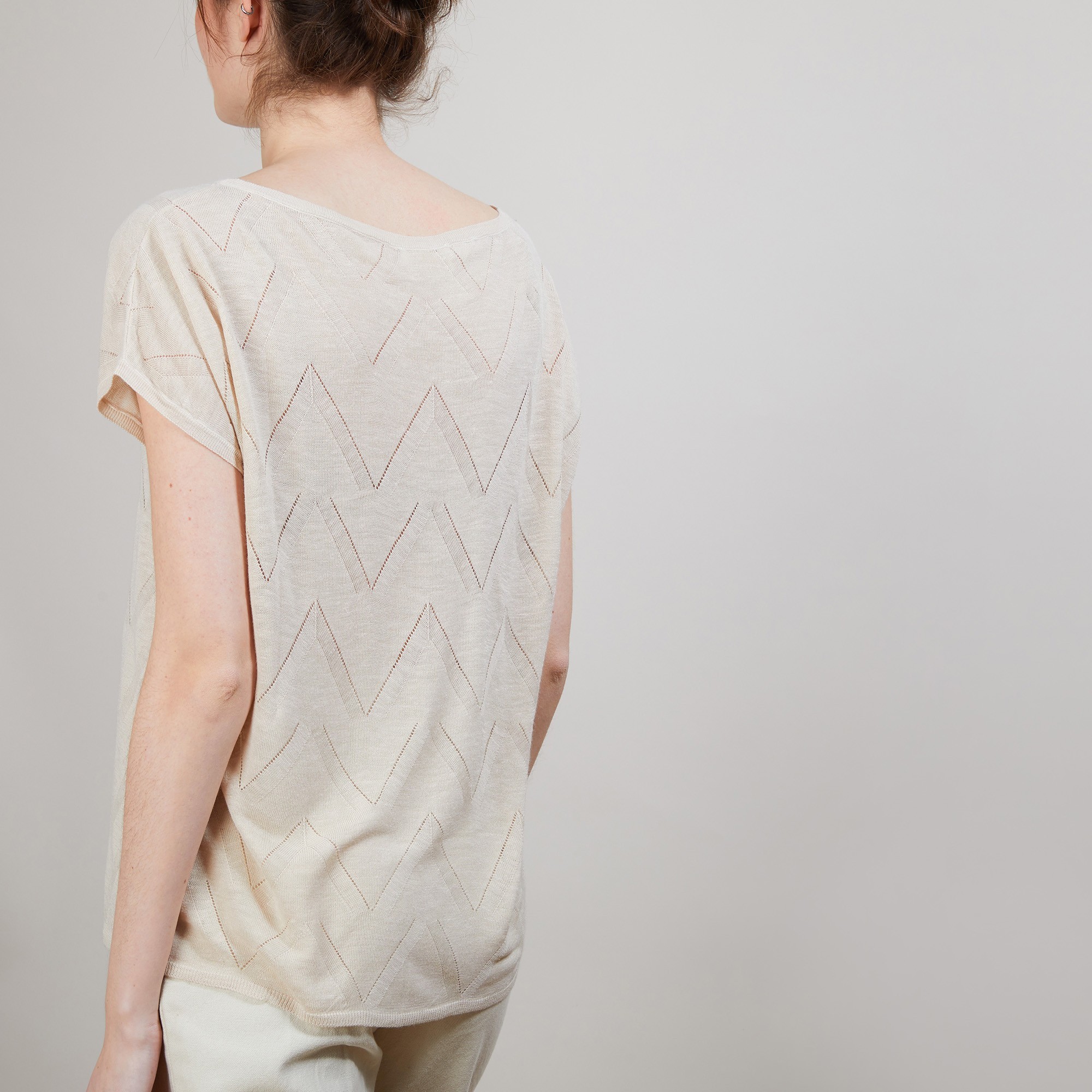 Long T-shirt en lin flammé - Coline 6801 beige - 12 Beige clair