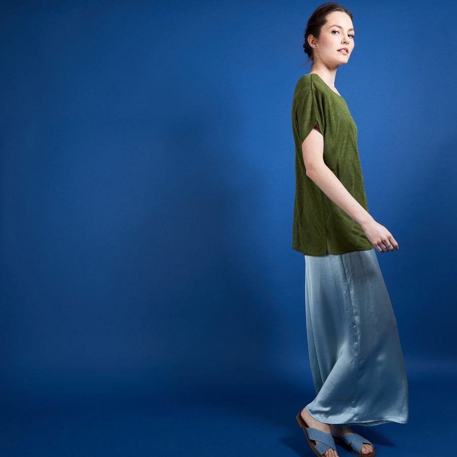 Camiseta longa de linho com babados - Colinna