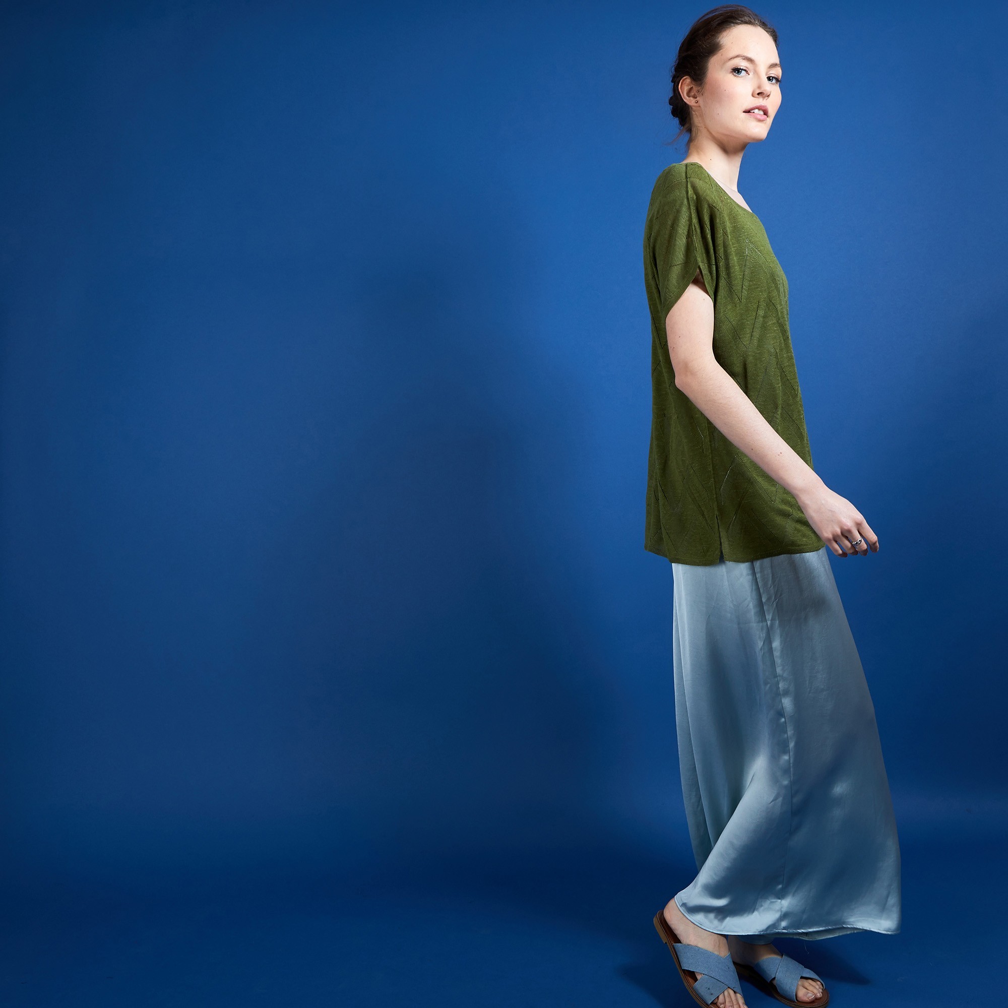 Long T-shirt en lin flammé - Coline 6851 maquis - 83 Kaki