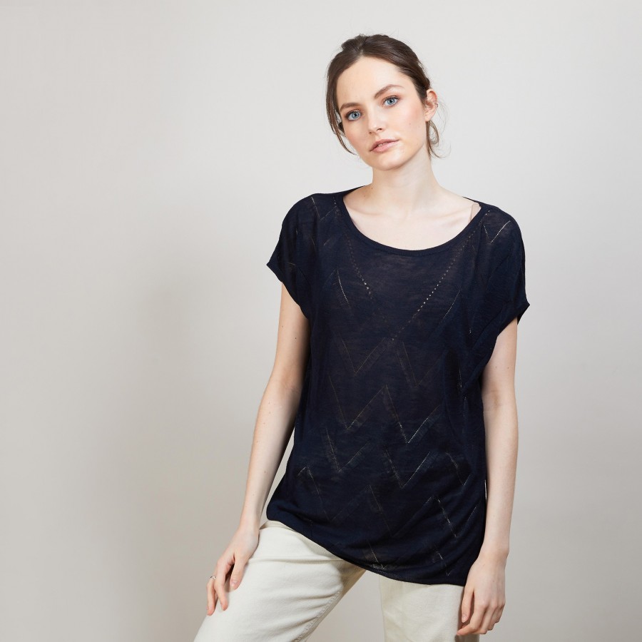 Long flamed linen T-shirt - Colinna
