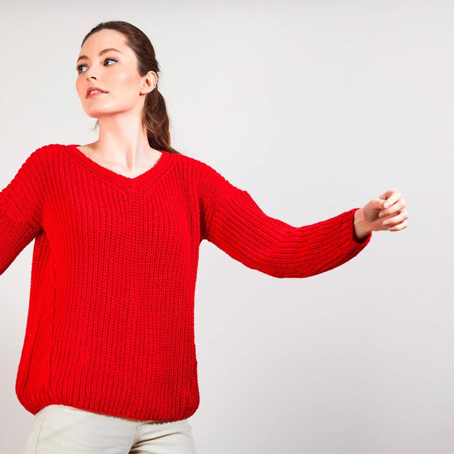 Ribbed knit V-neck sweater - Bulle