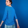 Cardigan femme en viscose crepe - Boubou 6843 azur - 49 Turquoise
