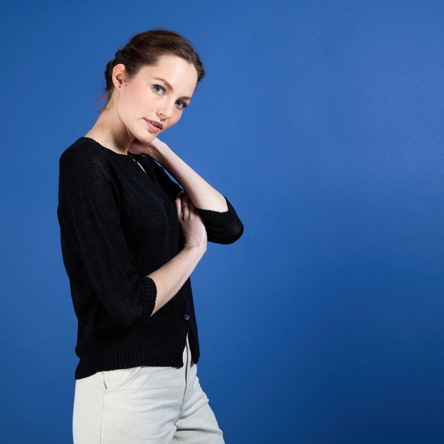 Cardigan feminino de crepe de viscose - Boubou